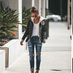 Vici Black Faux Leather Hoodie Jacket